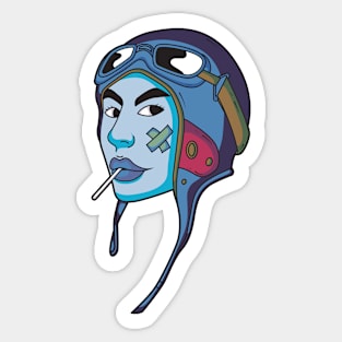 woman with helmet Sticker